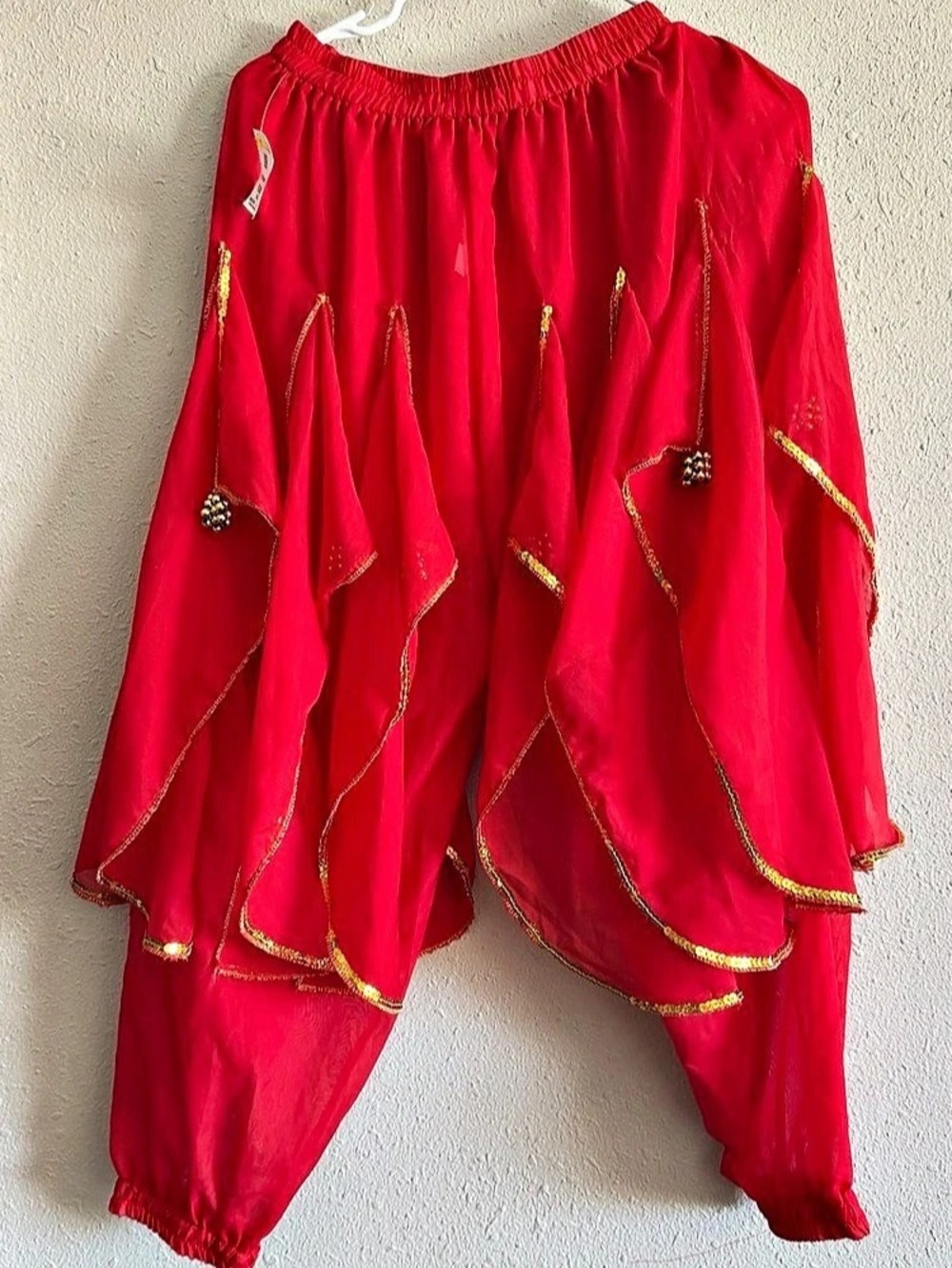 Pink & Red Gold-Trim Harem Pants